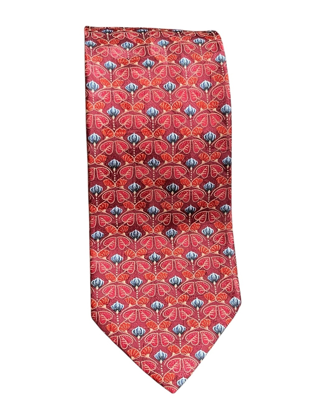 Ermenegildo Zegna Silk Tie Burgundy Red Geometric Made in Italy